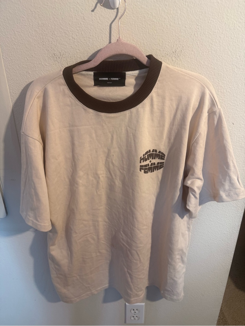 Homme + Femme White Graphic Ringer T-Shirt Men’s Medium